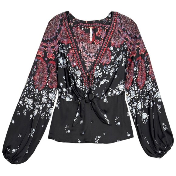 Free People Tops - FREE PEOPLE FLORAL BOHO NIGHT COMBO BLOUSE ROMANTIC HIPPIE FLOWER CHILD SMALL